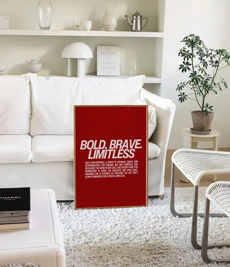 Motivational Red Quote Art Printable Poster for Empowerment