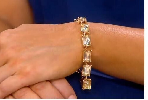 Kirks Folly Aurora Borealis Bracelet Champagne Faceted Crystal TENNIS Style 9