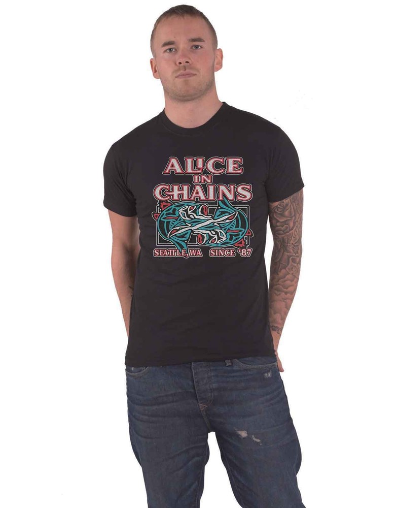 Alice In Chains Totem Fish Logo Official Men's Black Band T-Shirt