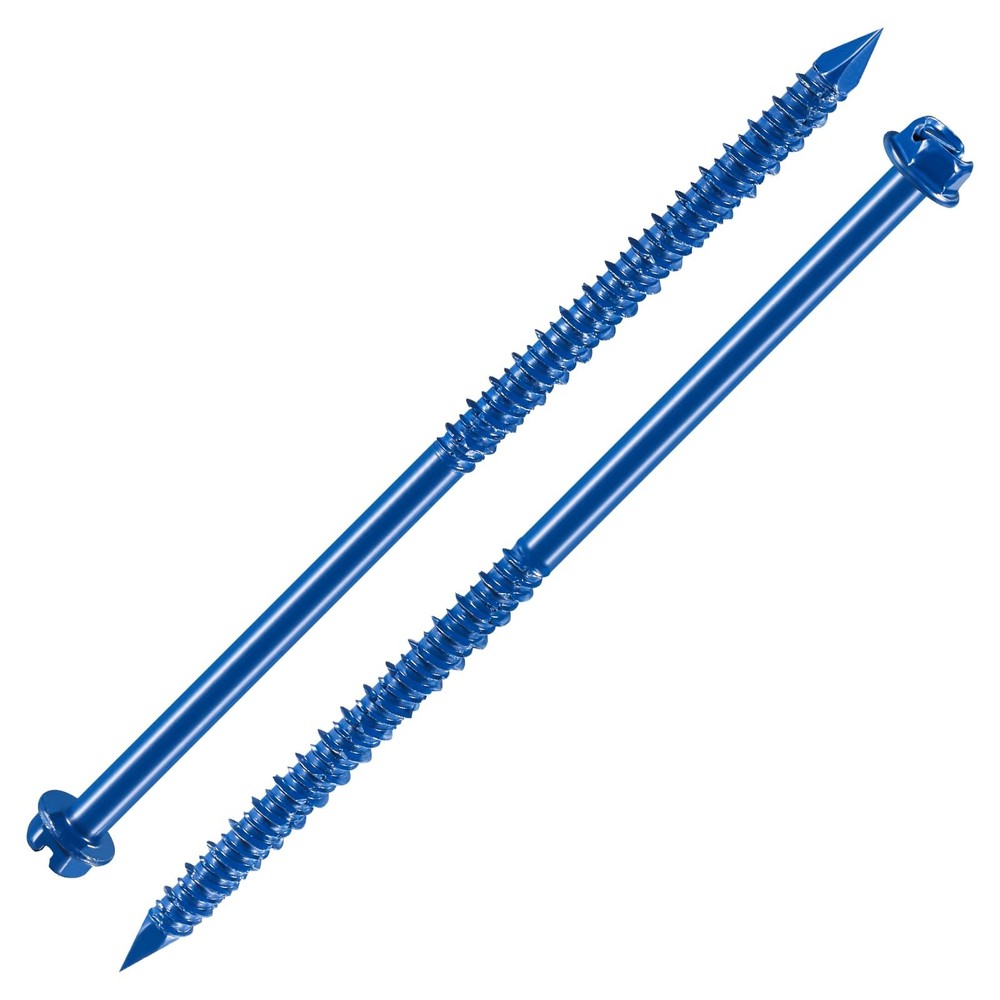 30-Pack 1/4x5 Inch Blue Hex Washer Head Concrete Anchor Screws Kit