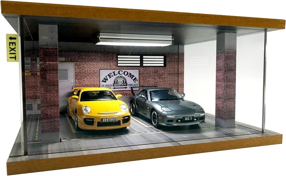 1/24 Scale Die-cast Car Garage Display Case with LED Lighting