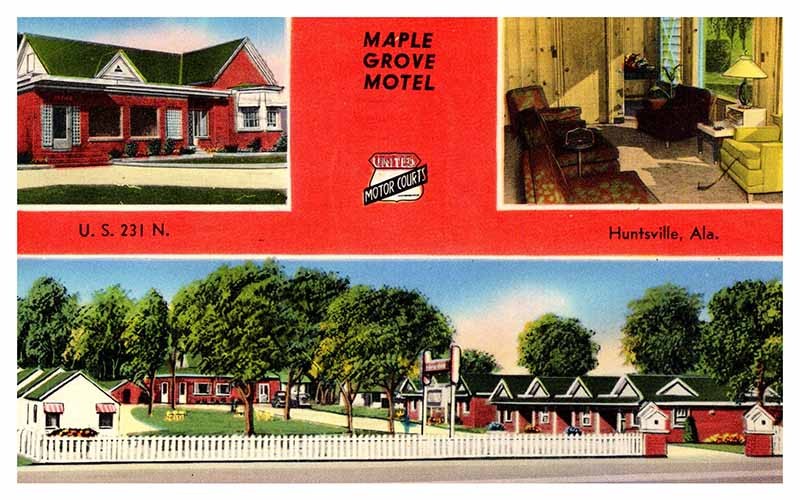 Postcard MOTEL SCENE Huntsville Alabama AL m/09 AP1049