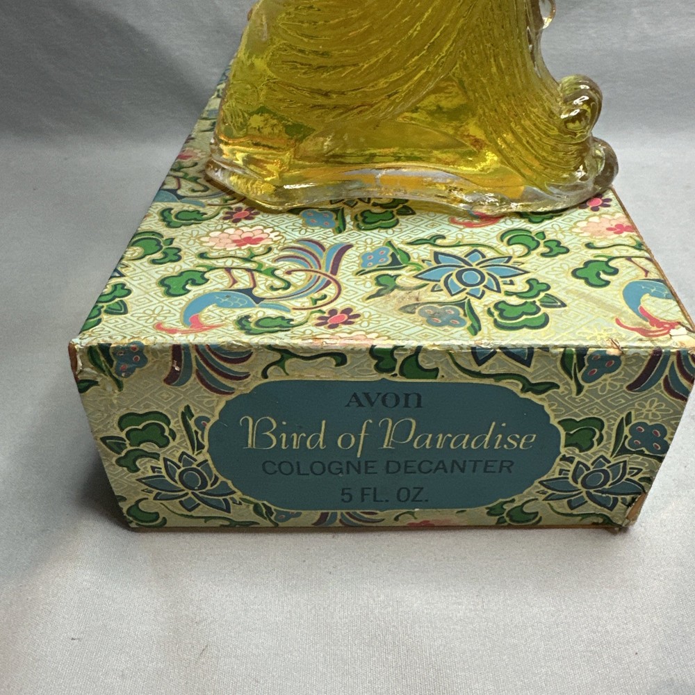 IOB Vintage Avon Bird of Paradise Peacock Cologne Decanter 5oz Bottle In Box