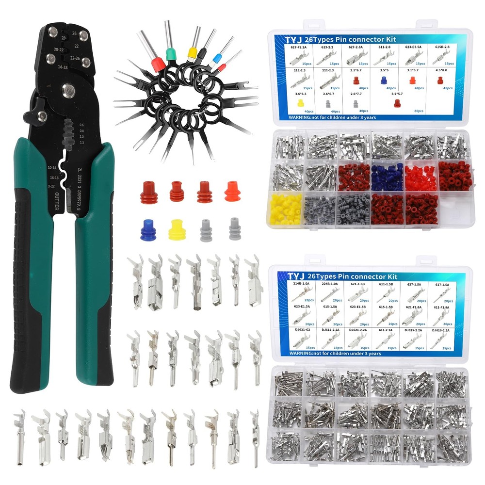 812Pcs Pin Connector Kit with Crimping Pliers - Terminal Pin 1/1.5/1.8/2/2.2/...