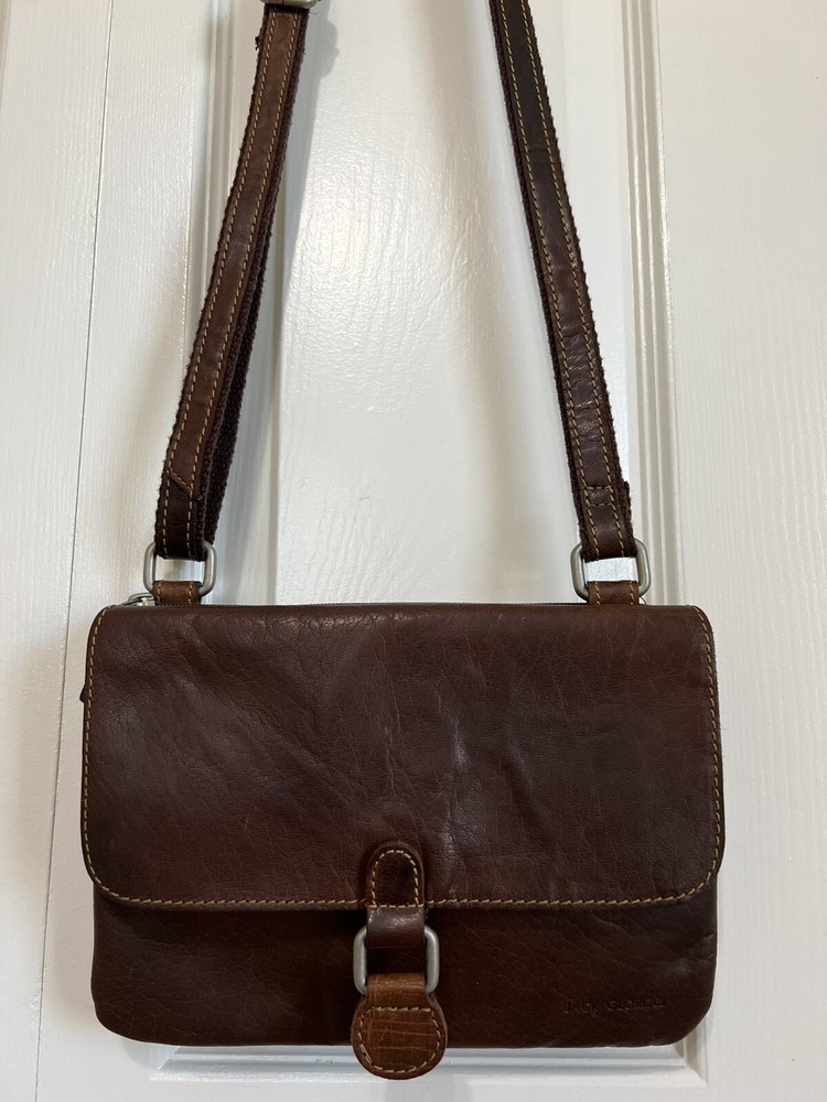 Jack Georges Voyager Slim Brown Leather Crossbody Wallet for Men