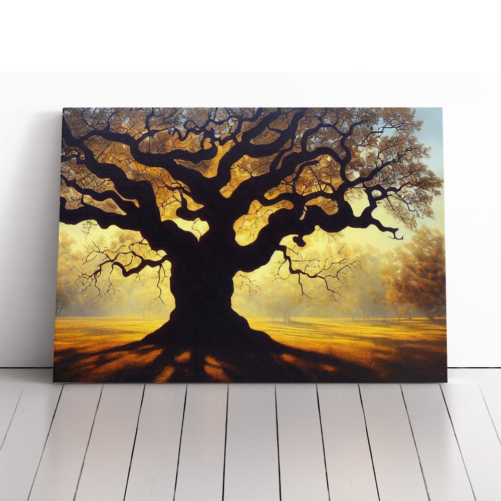 Oak Tree Canvas Wall Art Framed Print for Living Room Home Decor  
