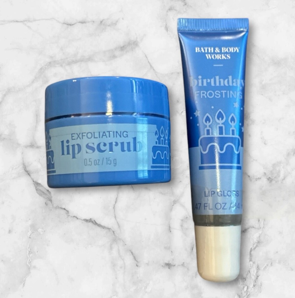Bath & Body Works - Birthday Frosting - Lip Gloss & Lip Scrub Set