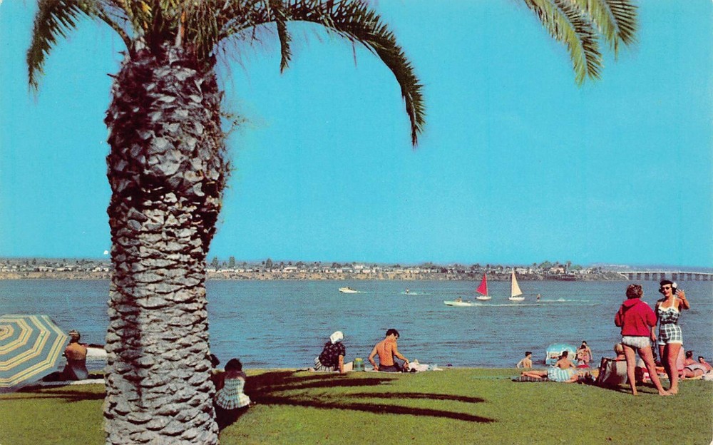 San Diego CA California Santa Clara Point Mission Bay Bridge Vtg Postcard D37