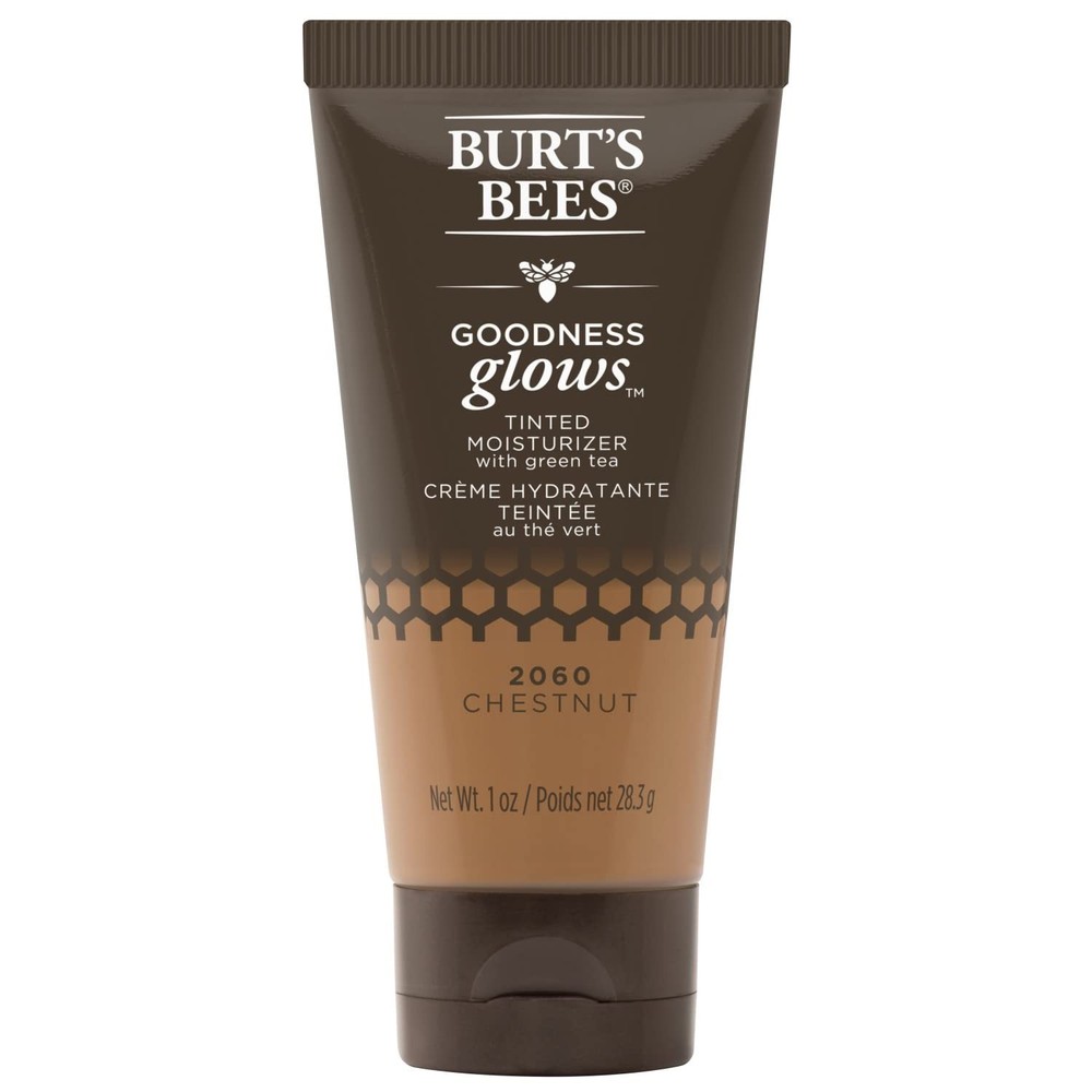 2 Burt's Bees Goodness Glows Tinted Moisturizer W Green Tea # 2060 Chestnut