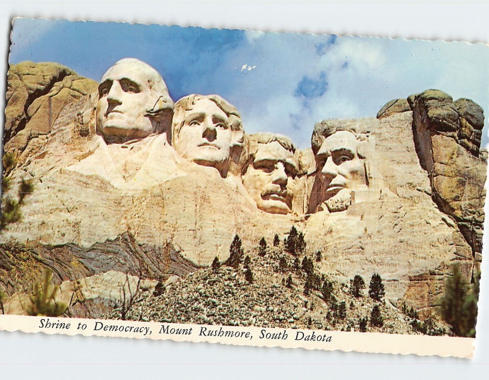 Postcard Shrine to Democracy Mount Rushmore South Dakota USA