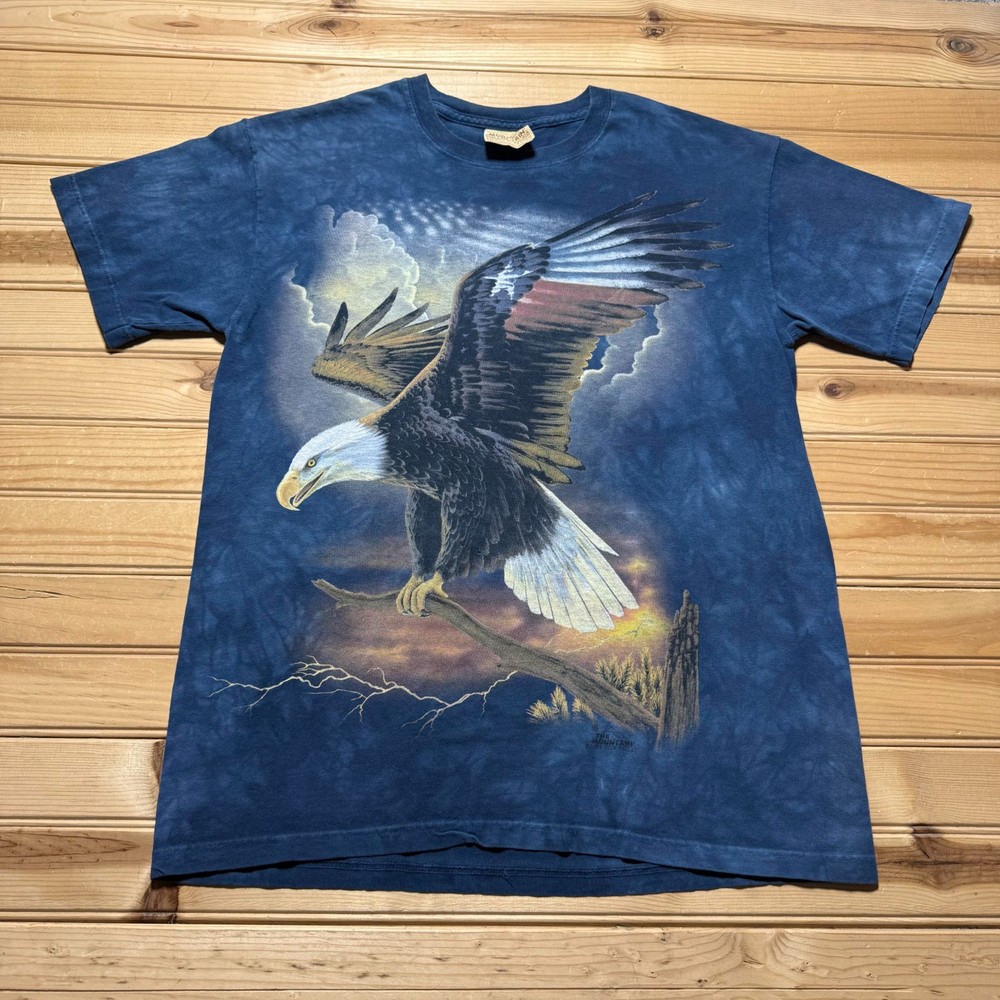 Vintage 2000 Bald Eagle American Flag Patriotic Tie Dye T-Shirt USA - Medium