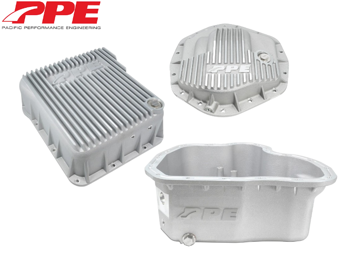 PPE Raw Deep Transmission/Oil Pan/Rear Diff Cover Kit For 01-10 GM 6.6L Duramax
