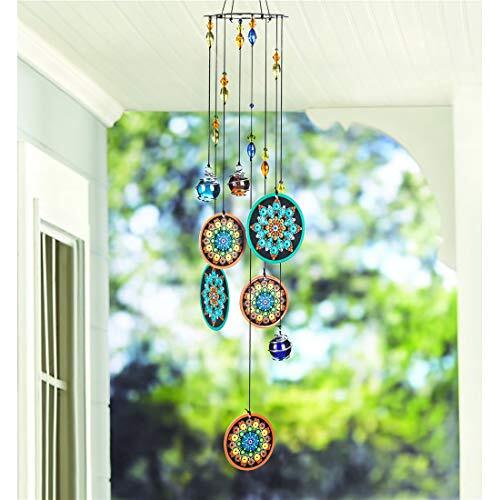 Wind Chimes Outdoors with Colorful Glass Beads Deep Tone Memorial Flower