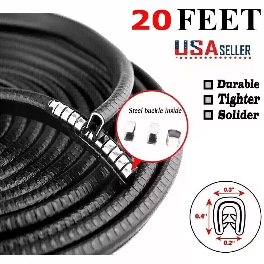 20ft U-Shape Car Door Edge Guard Molding Trim Rubber Edge Strip Seal Protector