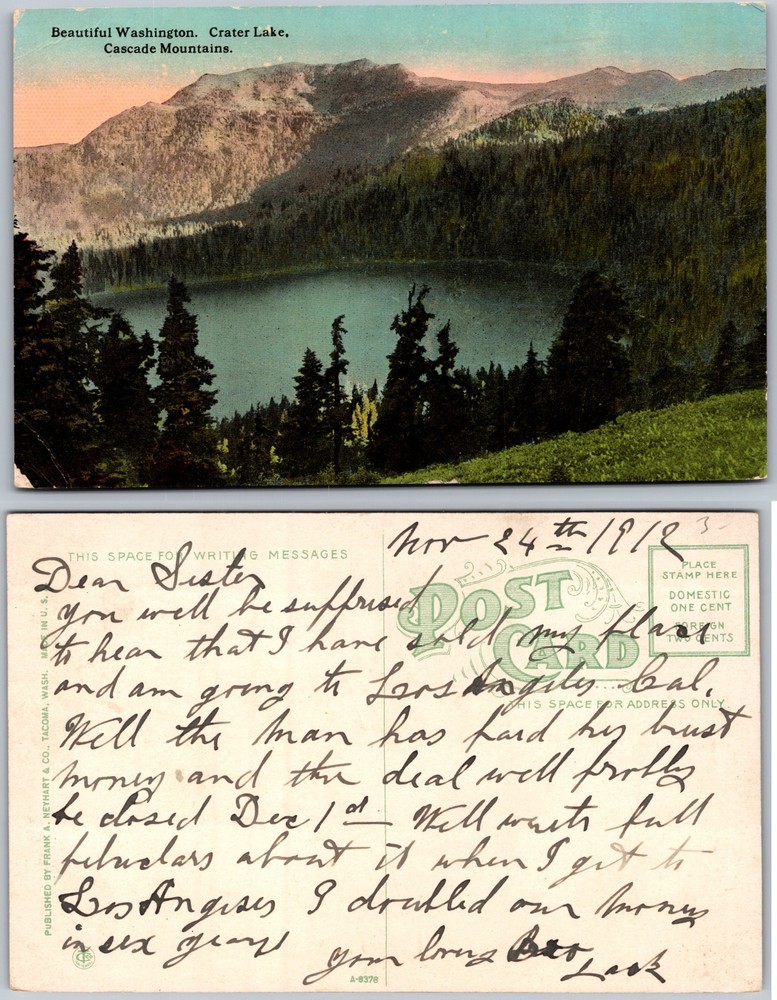 Washington Crater Lake Cascade Mountains Postcard