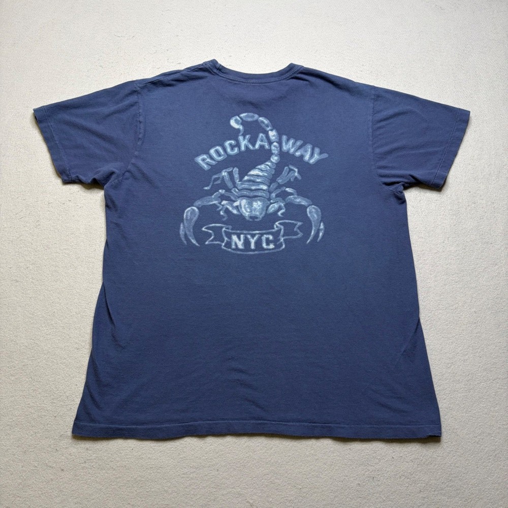 Vintage T-Shirt Mens XL Blue Rockaway NYC Scorpion Graphic 80s Retro Cotton