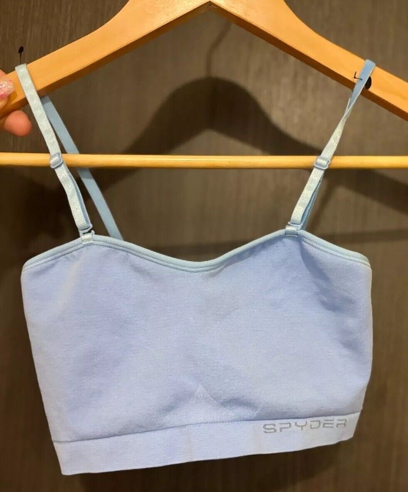 Spyder Cami Top Women Small Light Blue Stretch Lined Adj Bralette Sports Bra