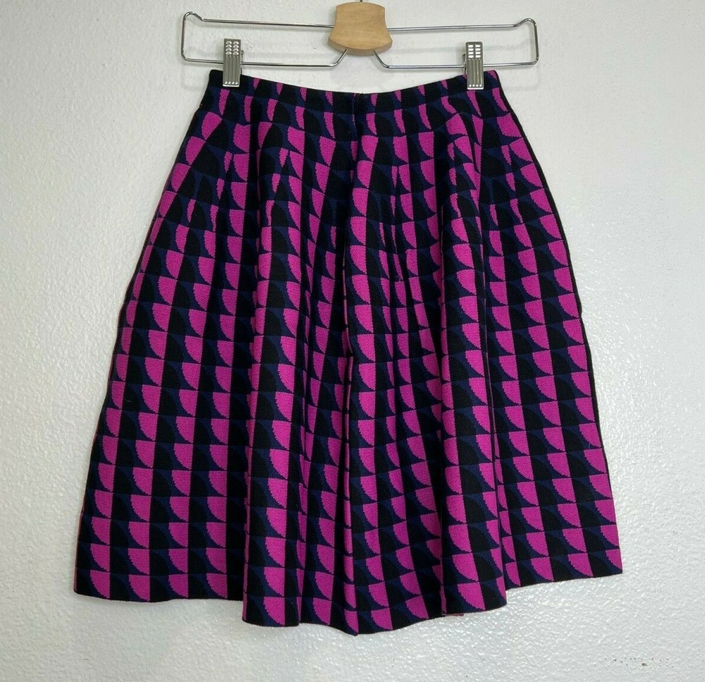 RVN Womens Abstract Print Flare Mini Skirt in Pink Blue Black S M L XL-image