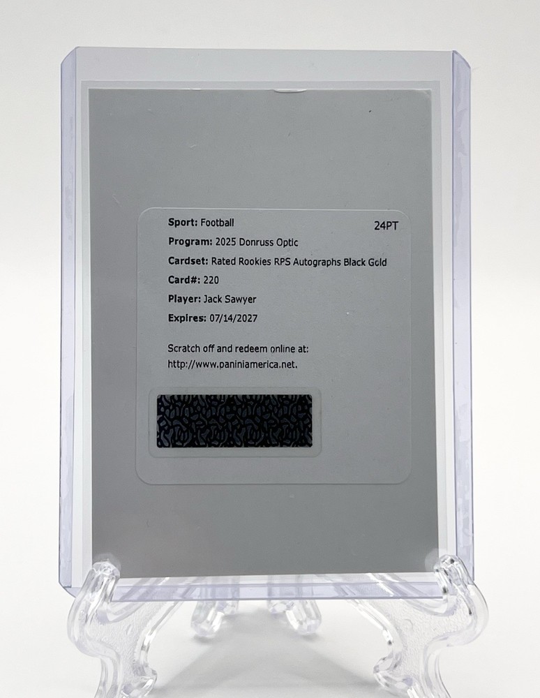 2025 Donruss Optic Choice Jack Sawyer RPS Auto Black Gold Redemption STEELERS
