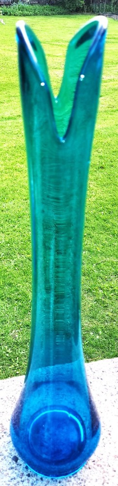 Blue Swung Vase, 20 Inches, MCM, L. E. Smith / Viking ?