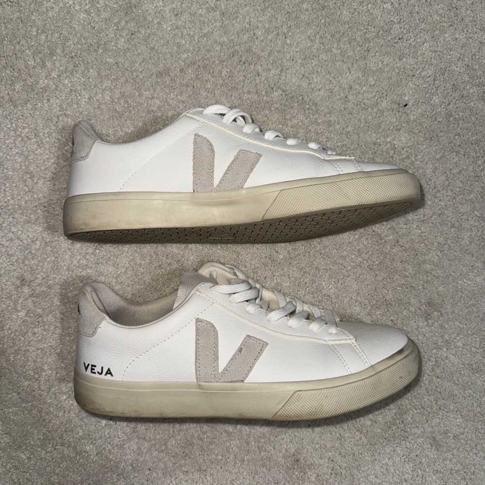 VEJA Campo Sneakers Mens Size 9 White Beige Leather Low Top Casual