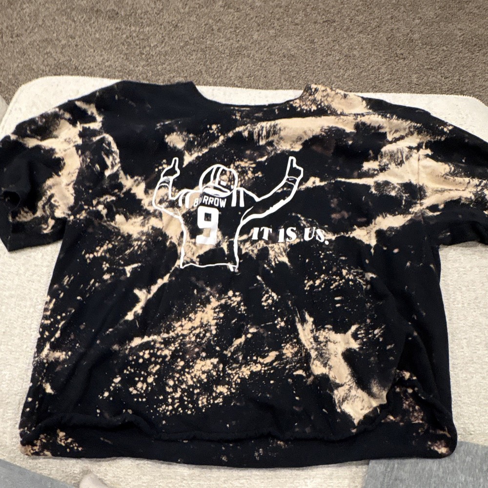 Men’s Black Tie-Dye Graphic Crew Neck Short Sleeve T-Shirt, One Size