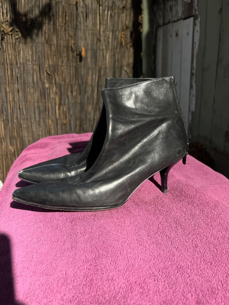 Via Spiga Black Leather High Stiletto Heel Ankle Boots Booties 8.5