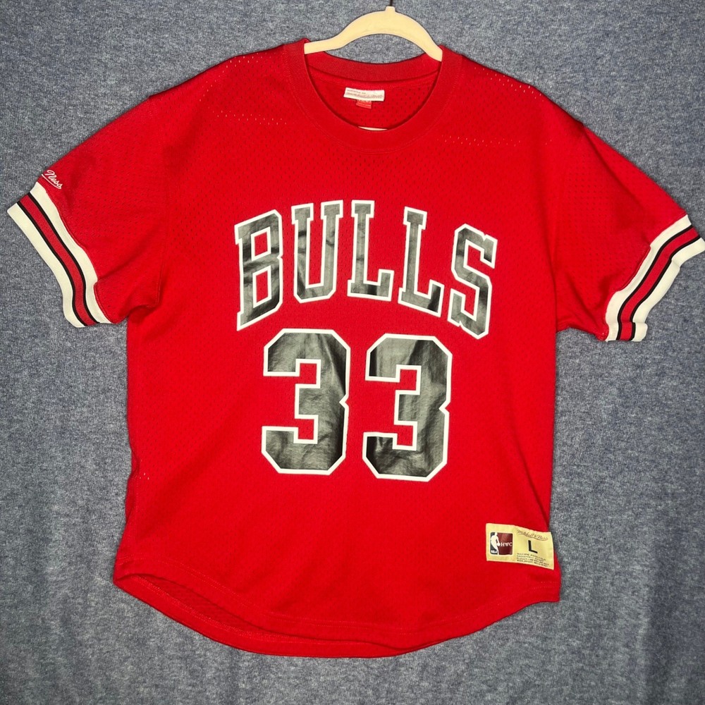 Mitchell & Ness Chicago Bulls Scottie Pippen 33 Jersey Red Mesh Mens Large L