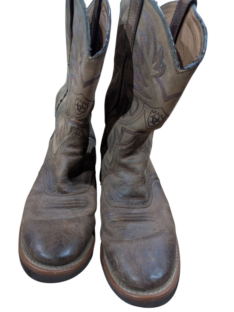 Men's Justin Cowboy Boots Brown Western 10 D Used With Flaws