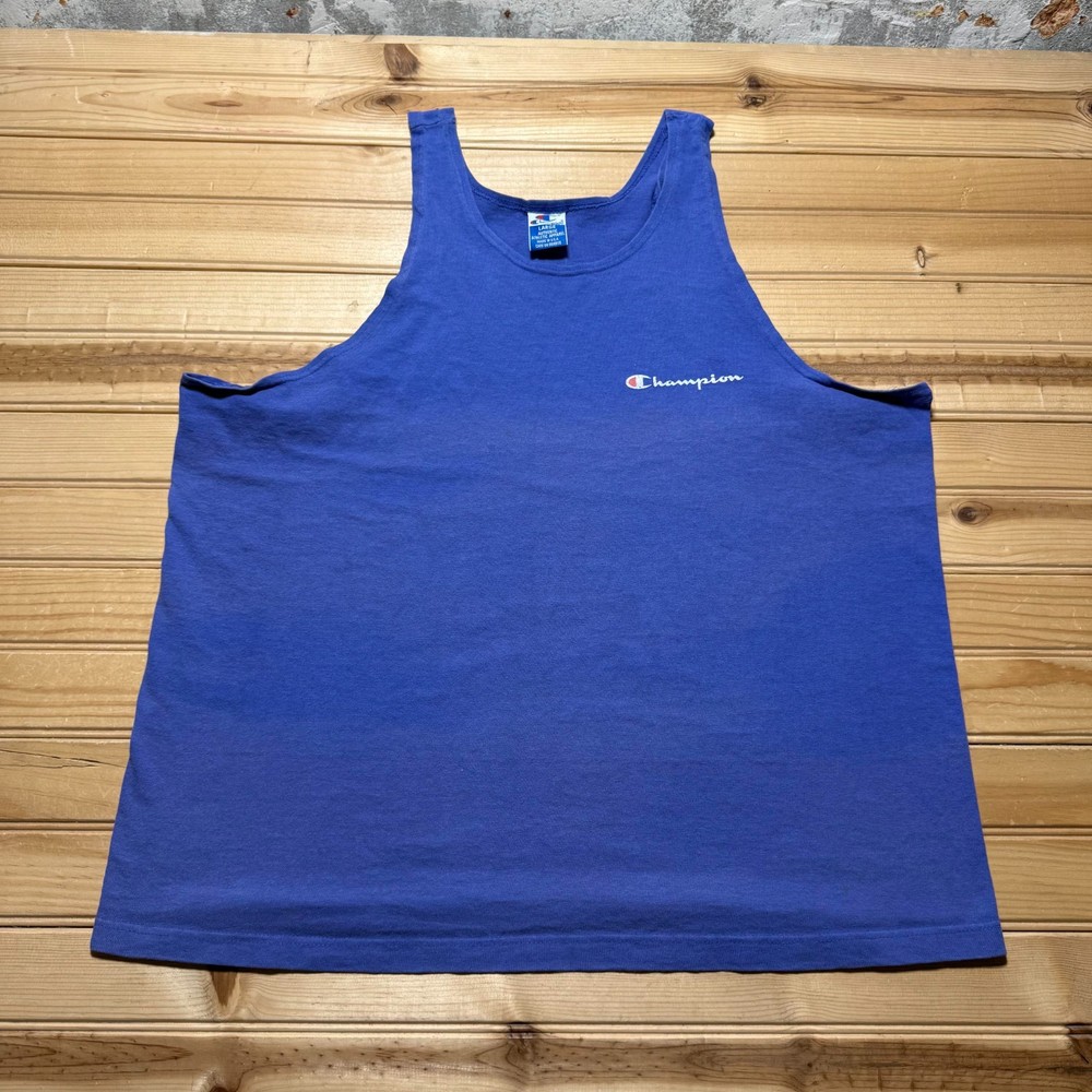 Vintage 90s Champion Script Embroidered Logo Gym Training Tank Top USA - Large