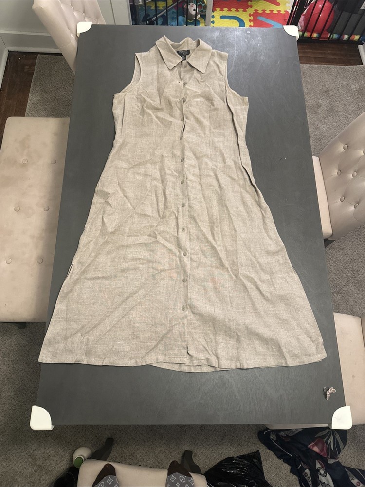 Woman’s Sleeveless Dress 100% Linen Size 16 W