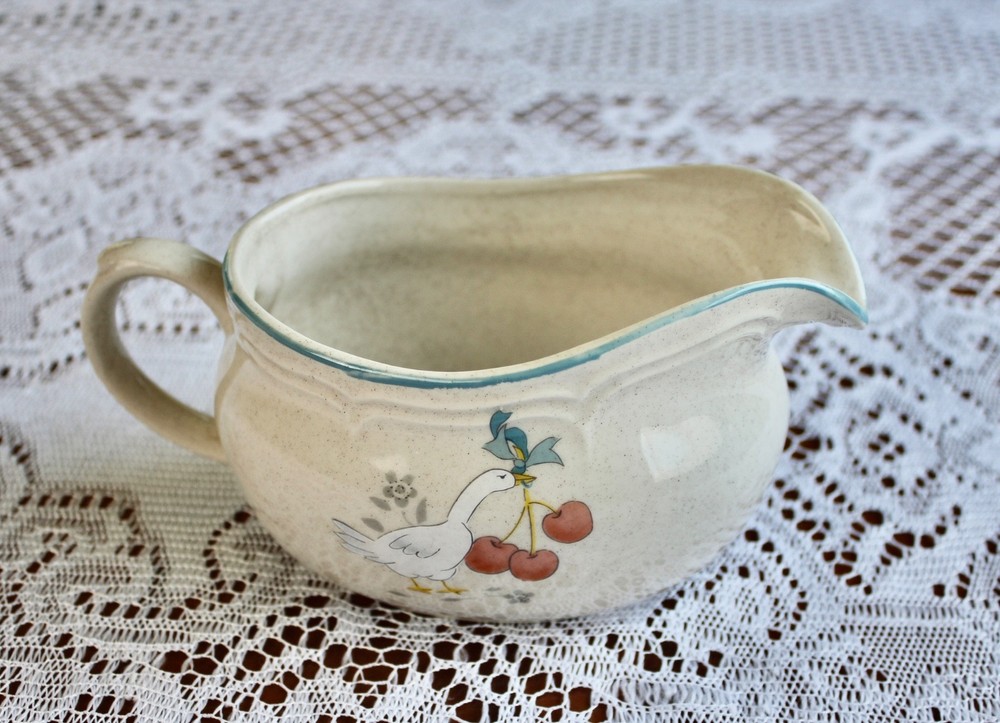 Vintage Marmalade Goose & Cherry Gravy Boat International China Stoneware