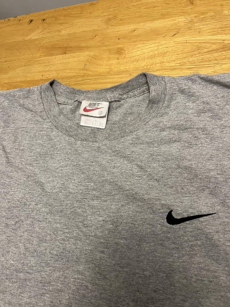 Vintage 90s Nike Grey T Shirt Embroidered Swoosh, White Tag Size XL