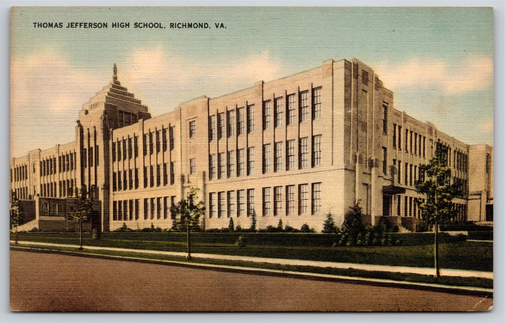 Richmond Virginia~Thomas Jefferson High School~Vintage Linen Postcard