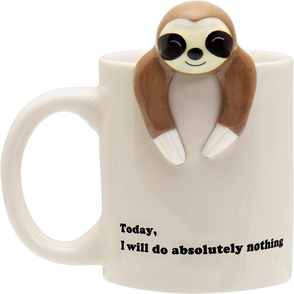 Decodyne Funny Sloth Coffee Mug - Cute Gifts 1 Count (Pack of 1), White