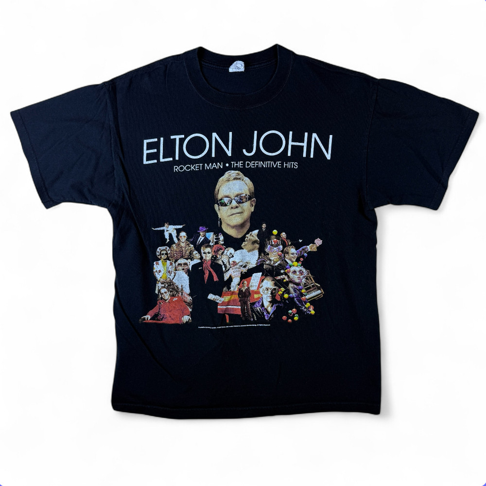 Elton John 2007 Rocket Man Definitive Hits Tour Concert Tee T-Shirt Size L KCMO
