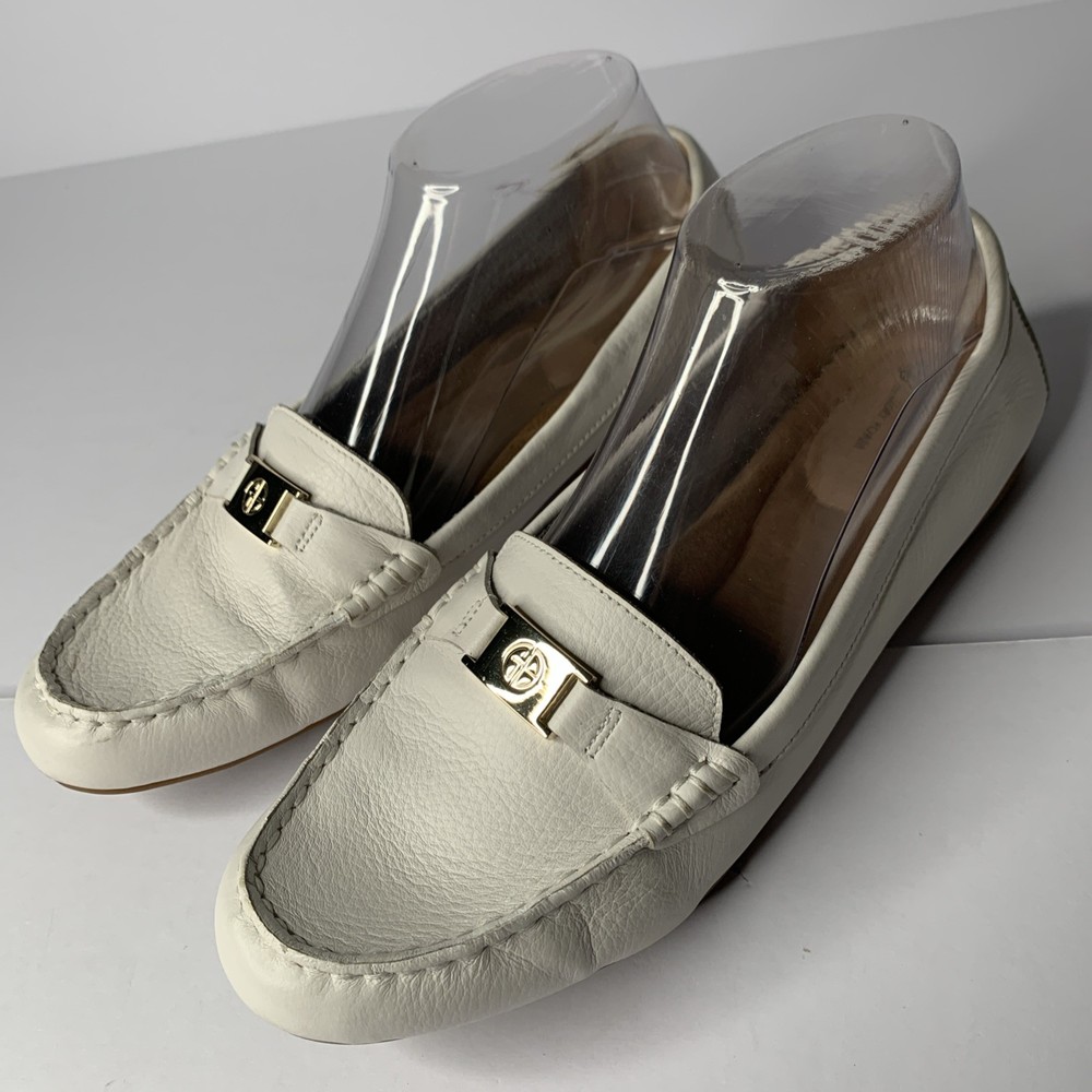 Giani Bernini Dailyn Leather White Slip-On Loafers Women’s 8.5M Memory Foam