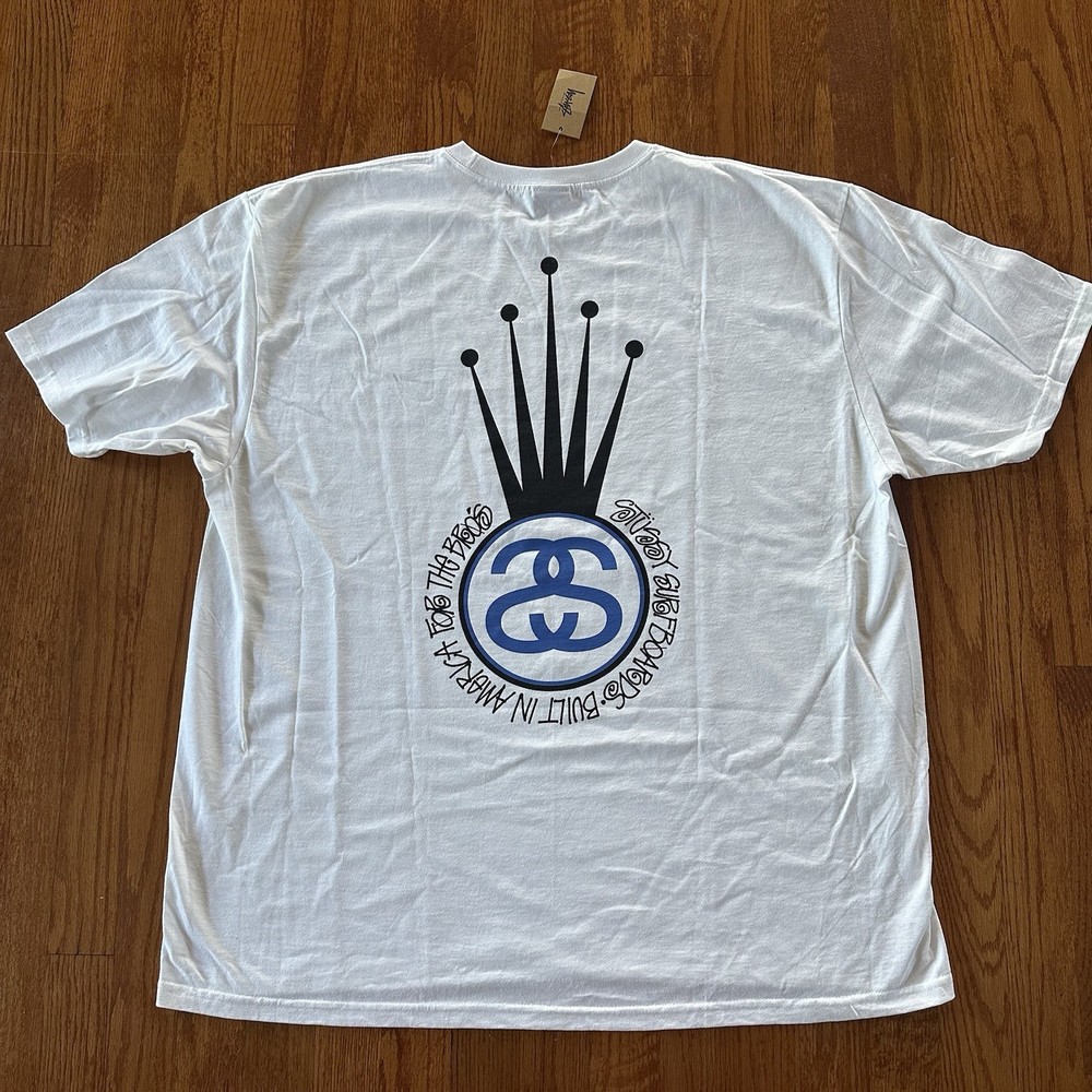Stussy Crown Link Tee White Mens Size XL BRAND NEW