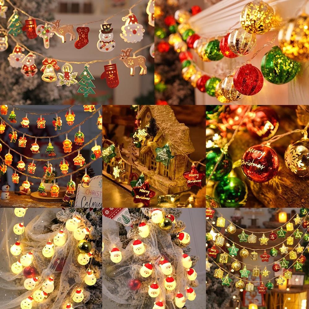 Christmas LED Decorative Light, Mixed Color Cartoon Decorative String Ligh T7N7