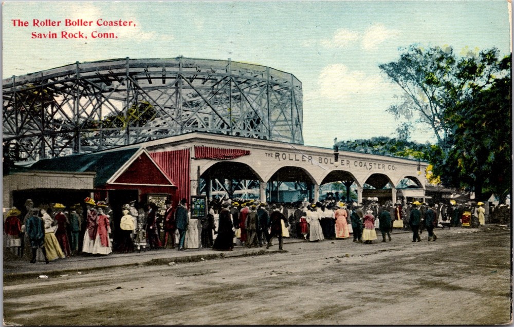 Roller Boller Coaster Savin Rock Connecticut Amusement Park Postcard