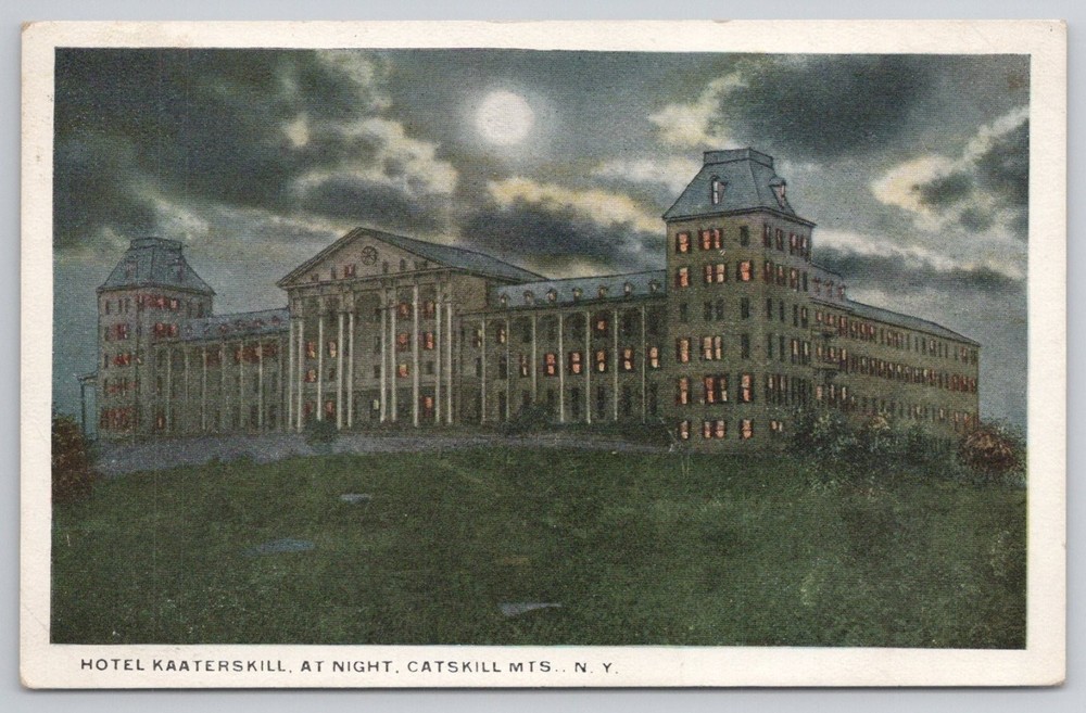 Hotel Kaaterskill Catskill Mountains NY Postcard 1921 Moonlit Night