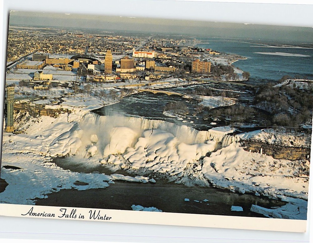 Postcard American Falls in Winter Niagara Falls New York USA