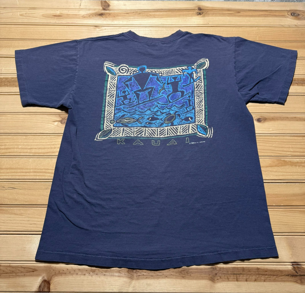 Vintage 80s 90s Kauai Hawaii Surf Skater Art Single Stitch Souvenir Shirt Large