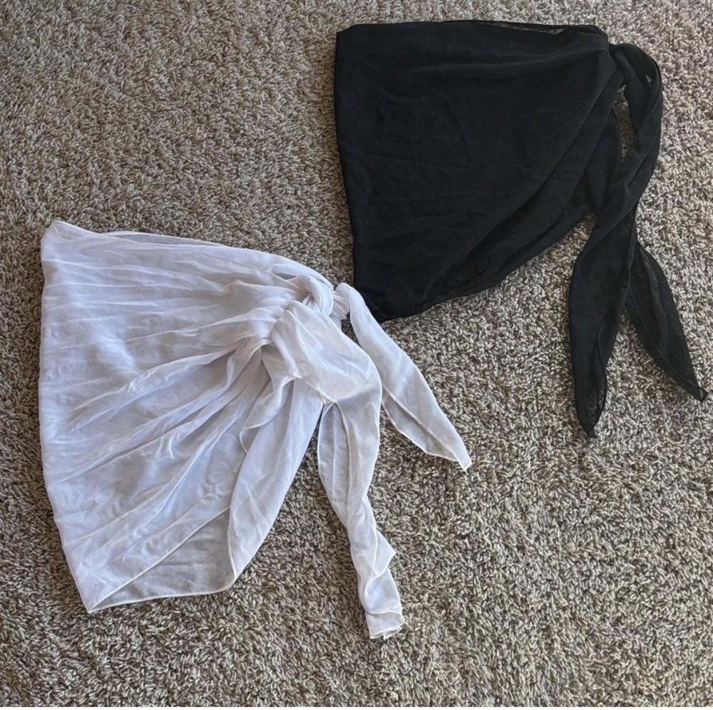 SHEIN Black & White Swim Cover Up Sarong Skirt Bundle Size Small Lot Of 2