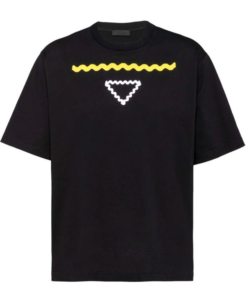 Size S Prada Triangle Print Cotton T Shirt