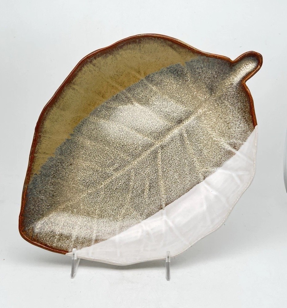 McNeill’s Pottery Leaf Dish Serving Plate Decor 2012 Signed Art Pottery 10.5”L