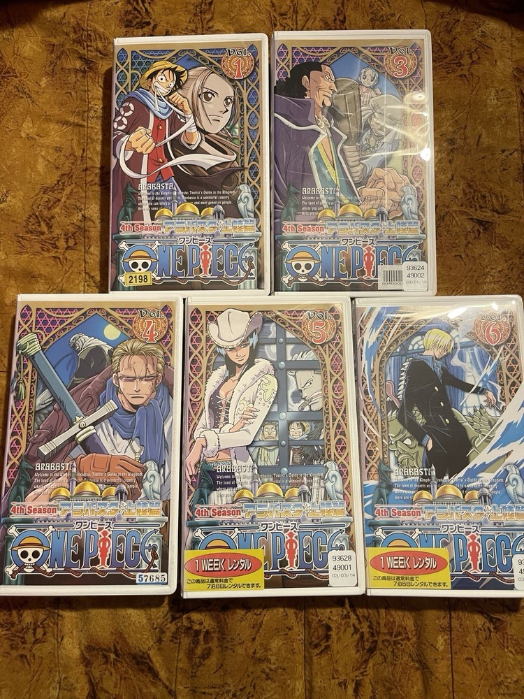 One Piece Anime VHS-Season 4 Volumes 1 3 4 5 6 Japanese Imports Rare 2003 Rental