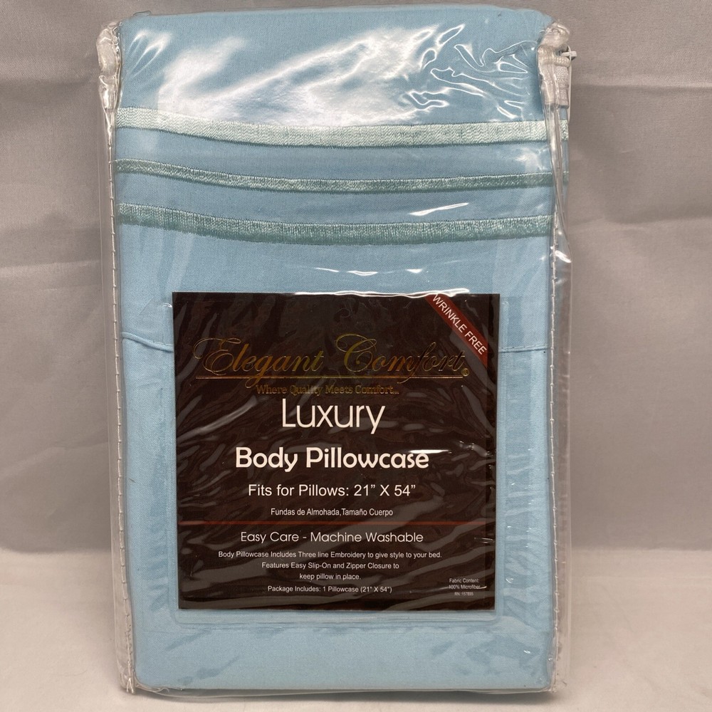 Soft Aqua Microfiber Long Body Pillowcase 21x54 Slip On & Zip