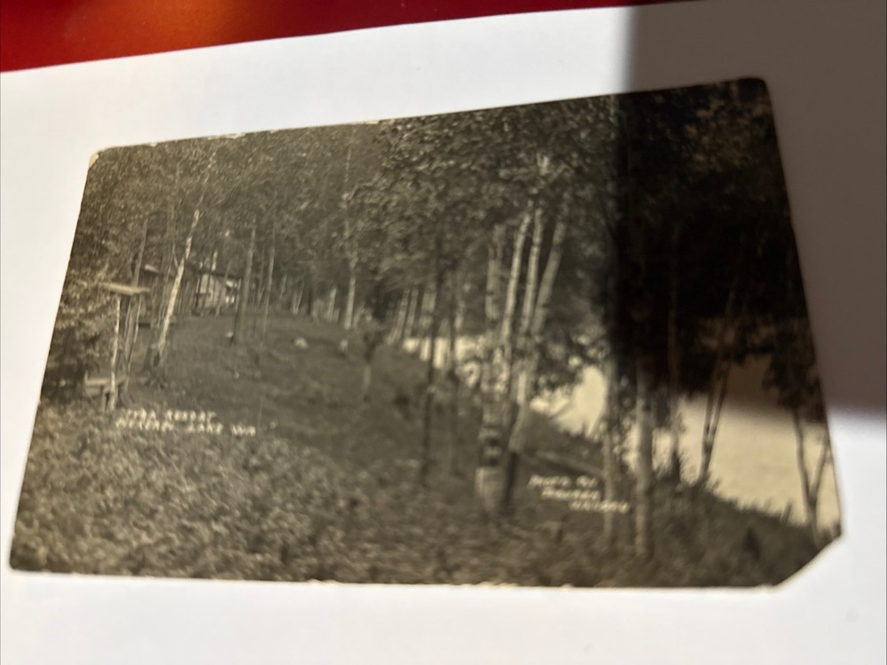 Tyra's Pickerel Lake Resort Lake & Picnic Area WI RPPC Photo Postcard