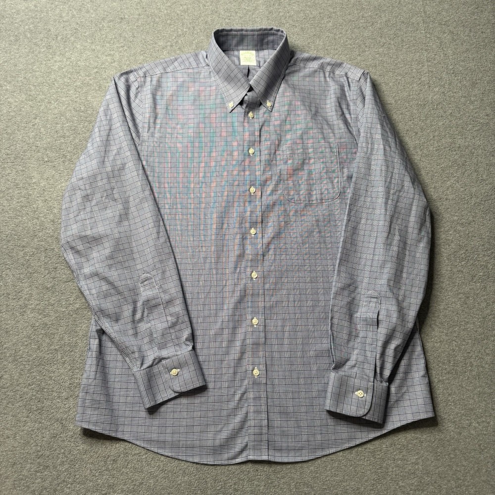 Brooks Brothers Shirt Mens 16.5 36 Blue The Original Polo Slim Fit Preppy Adult